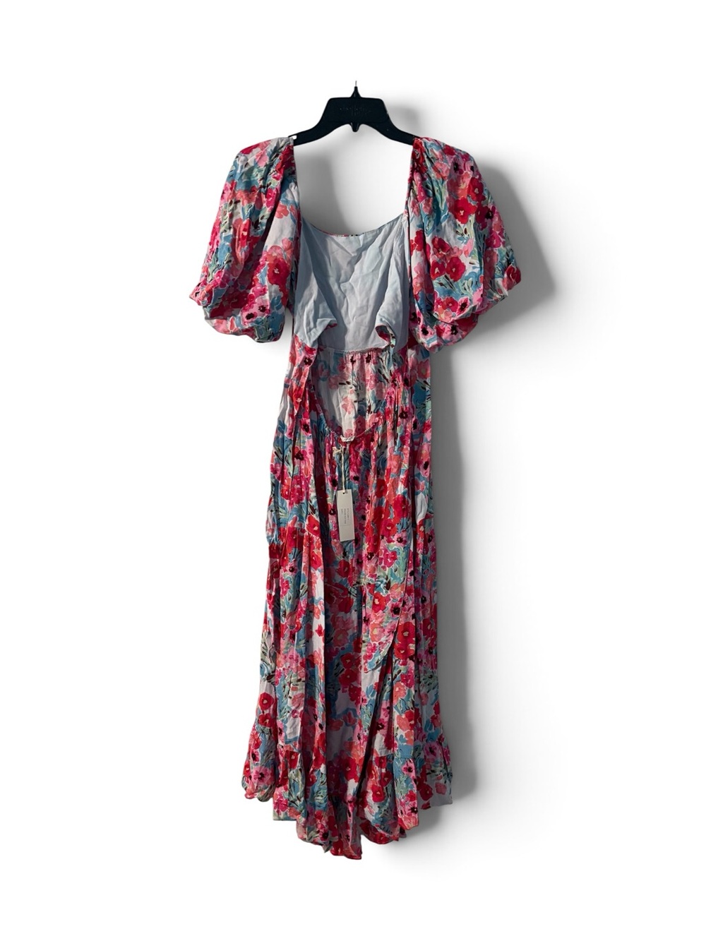 Sale‼️ Square-Neck Puff-Sleeve Floral Maxi Dress in Multi Pink - Picture 3 of 3